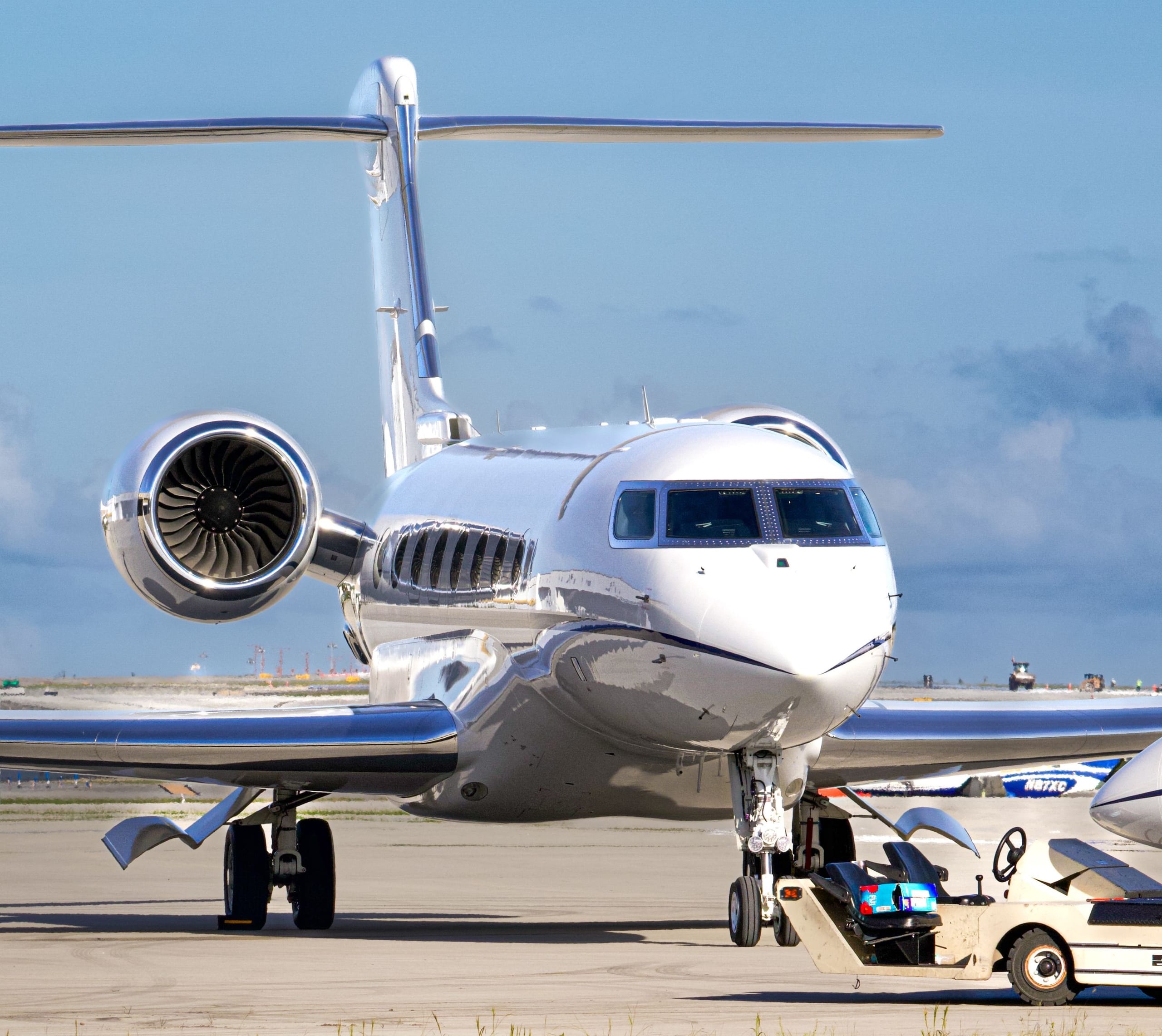 Private jet on the ramp before departure